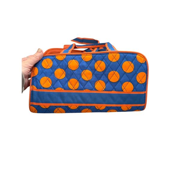 Belvah Handbags - Belvah 3-Piece Quilted Cosmetic Travel Bag Set Blue Orange Polka Dot